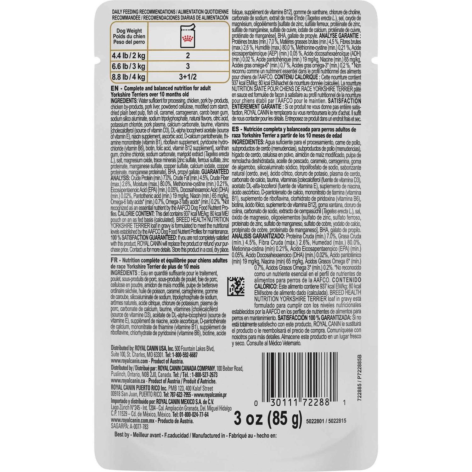 Royal Canin Yorkshire Terrier Adult Breed Specific Wet Dog Food - Pet Supplies online store