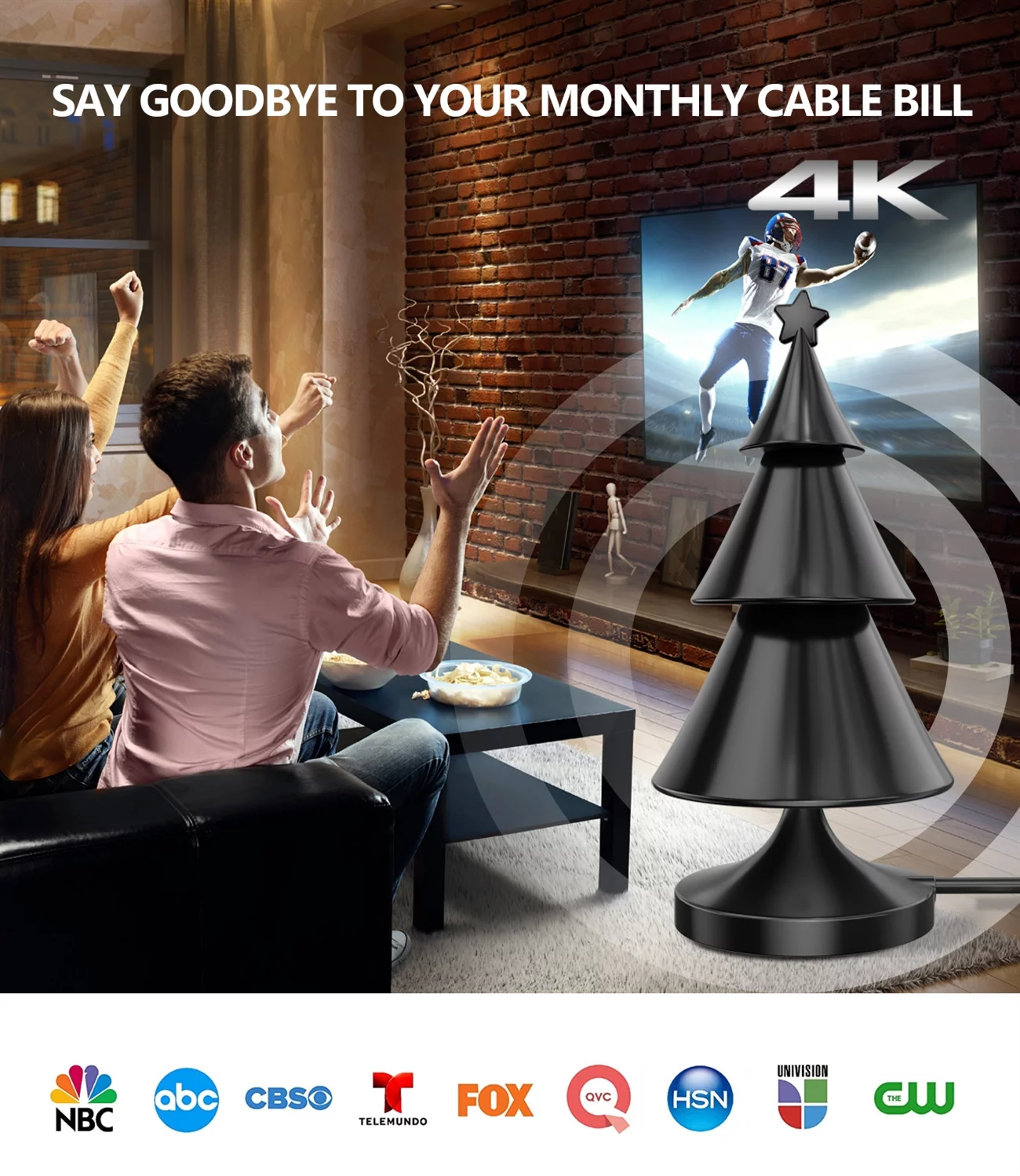 2023 Newest HD TV Antenna up 135 Miles Range-Indoor/Outdoor Antenna Support 4K 1080P All Older TV's & Smart TV, Digital Antenna with Amplifer Signal Booster -18ft Coaxial Cable