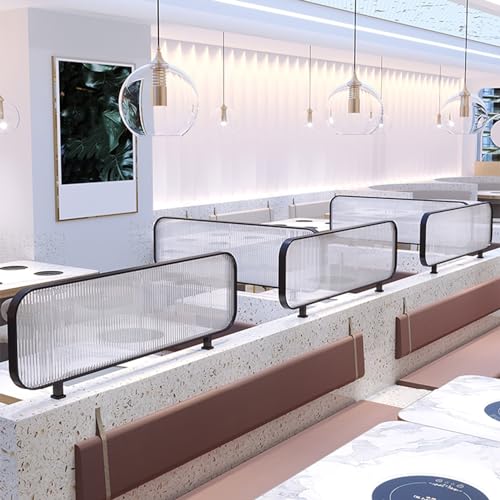 Countertop Partition Panels, Desk Privacy Panel Commercial Divider, Striped Matte Glass Screen Privacy Screen for Home Office Restaurant Hotel (Color : Black, Size : 30x50cm/11.8x19.69in)