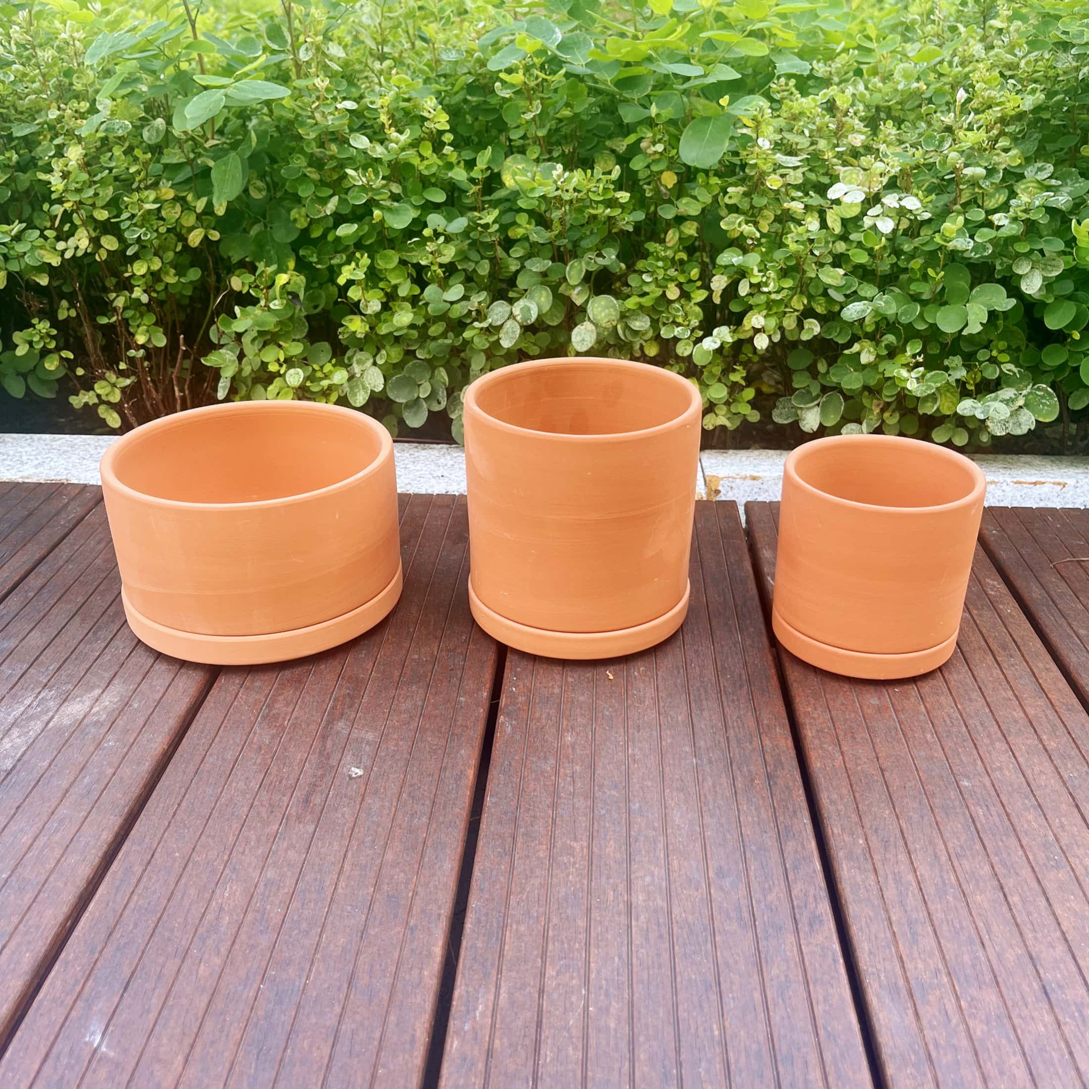 Terracotta Flower Pots, 5.9" x 3.5" x 4.7", Round, Red, 3 Count with Drainage Holes