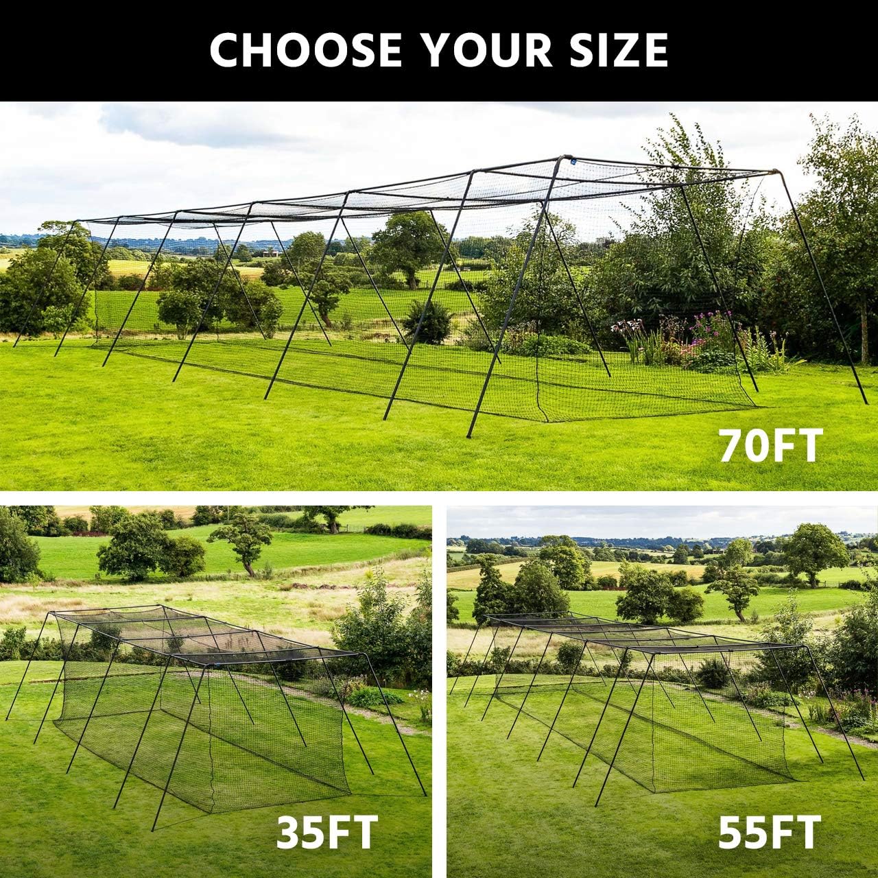 Fortress Trapezoid Baseball Batting Cage [Complete Package] | Baseball Gear - Batting Cage Net | Baseball Training Equipment | Batting Cages with Frame and Net
