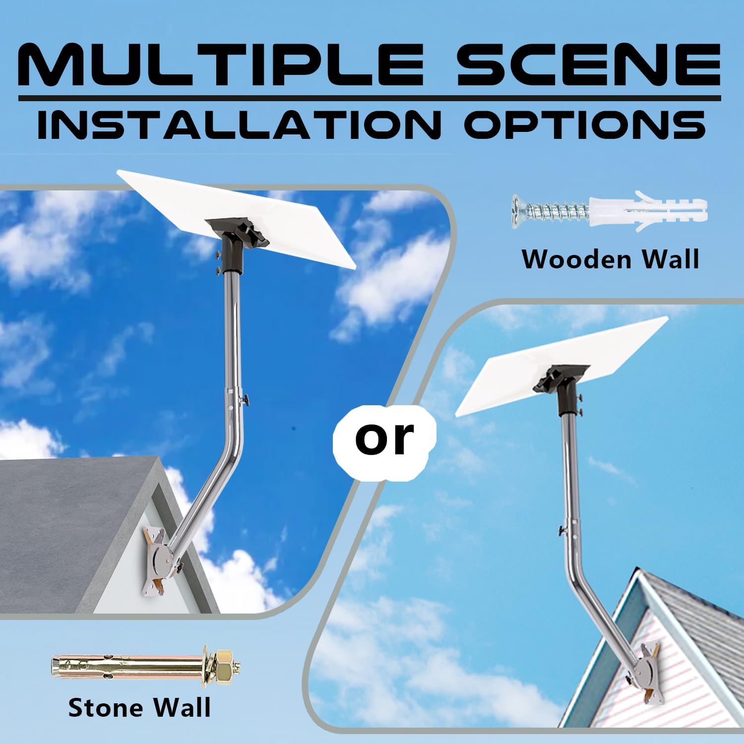 Adjustable Starlink Mounting Kit Gen 3, Ybervont Starlink Gen 3 Wall Mount for Starlink Internet Kit Satellite, Stainless Steel J-Mount with Starlink Gen 3 Pipe Adapter, Compatible with Gen 3 Starlink