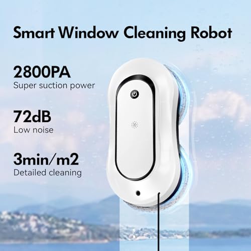 Window Cleaning Robot, Dual Direction Auto-Spray Smart Window Cleaner Robot, 2800Pa Suction Power, with AI Edge Detection, Path Planning, Deep Clean Windows, Tiles All Smooth Surfaces