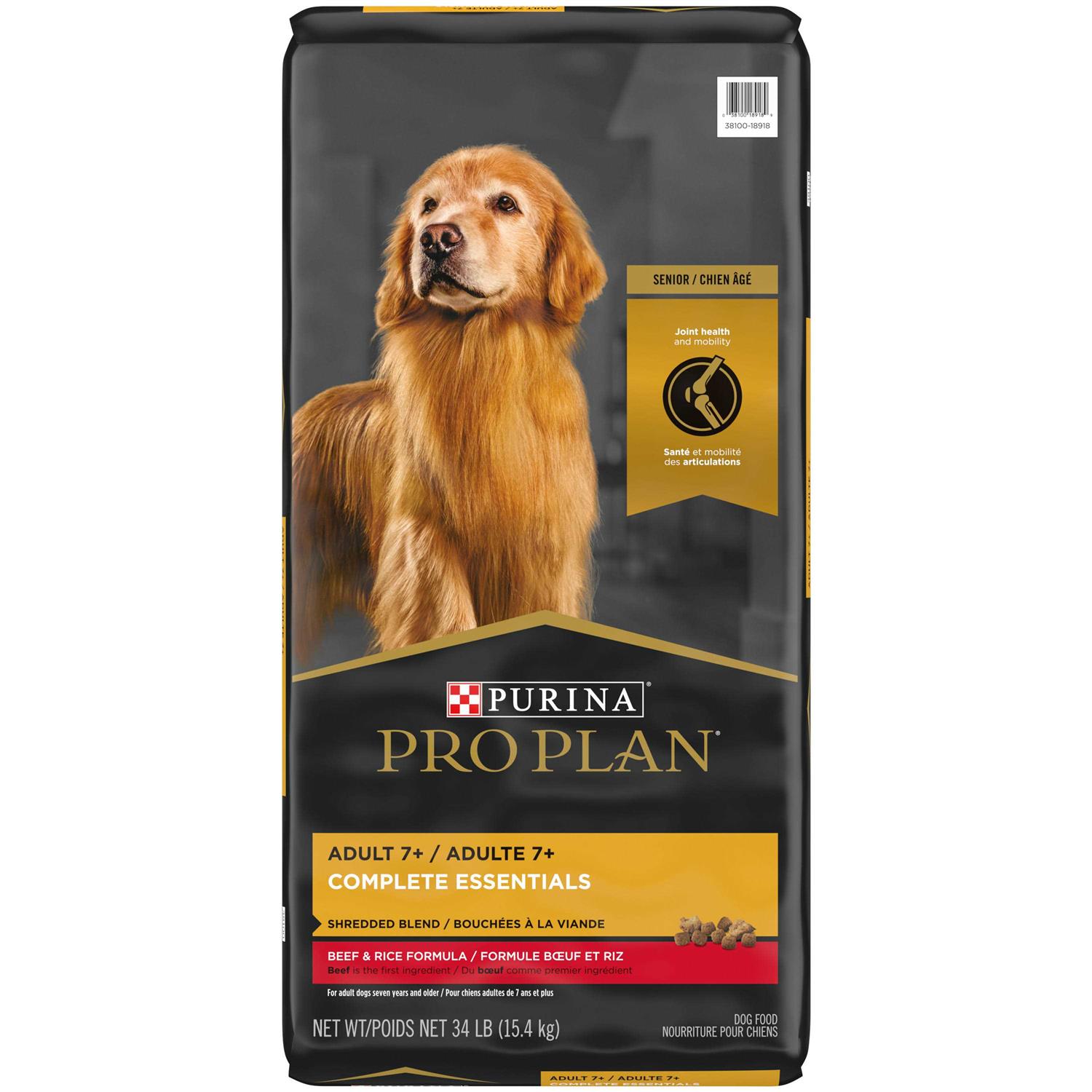 Purina Pro Plan Senior Adult 7+ Complete Essentials Shredded Blend Beef & Rice Formula High Protein Dog Food - Pet Supplies online store