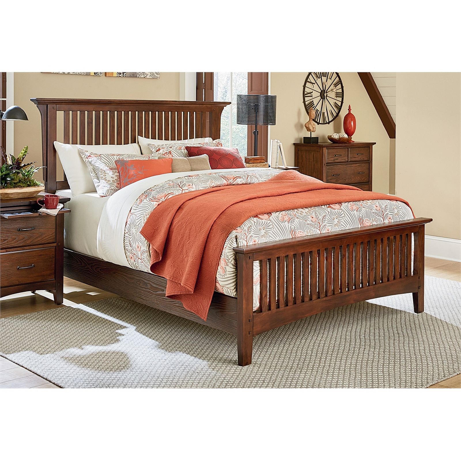 Modern Mission King Headboard in Wood Vintage Oak Finish