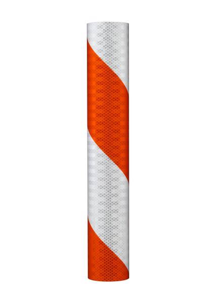 3M Flexible Prismatic Reflective Barricade Sheeting 3334R Orange/White, 4 in stripe/right, 7.75 in x 50 yd