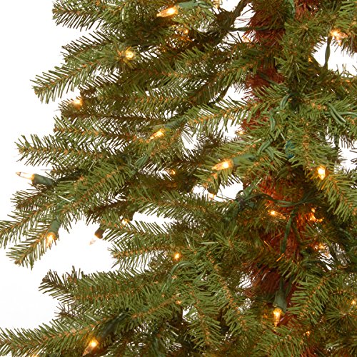 National Tree Company lit Artificial Christmas Tree Includes Pre-Strung White Lights and Stand, Hickory Cedar Slim-5 ft & National Tree CED7-60LO-S Tree, 6 ft, Green