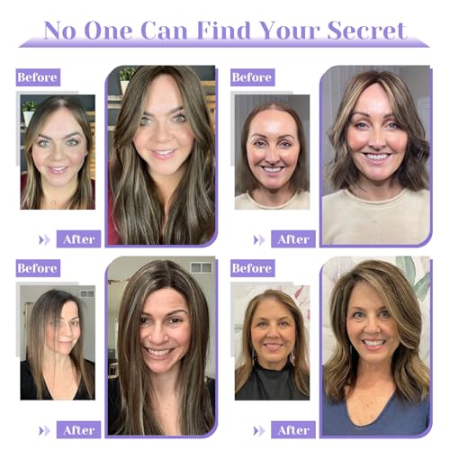 Hair Topper Real Human Hair Topper Hair Piece Human Hair Best Hair Topper for Women 12 inch Medium Brown Mix Blonde Hair Topper Free Part Hair Topper for Thinning Hair Loss Cover #427