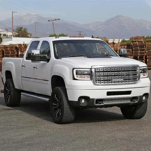 SPEC-D TUNING LED Light Bar Chrome Housing Projector Headlights Compatible with 2007-2013 GMC Sierra 1500 2500HD 3500HD Left + Right Pair Headlamps Assembly