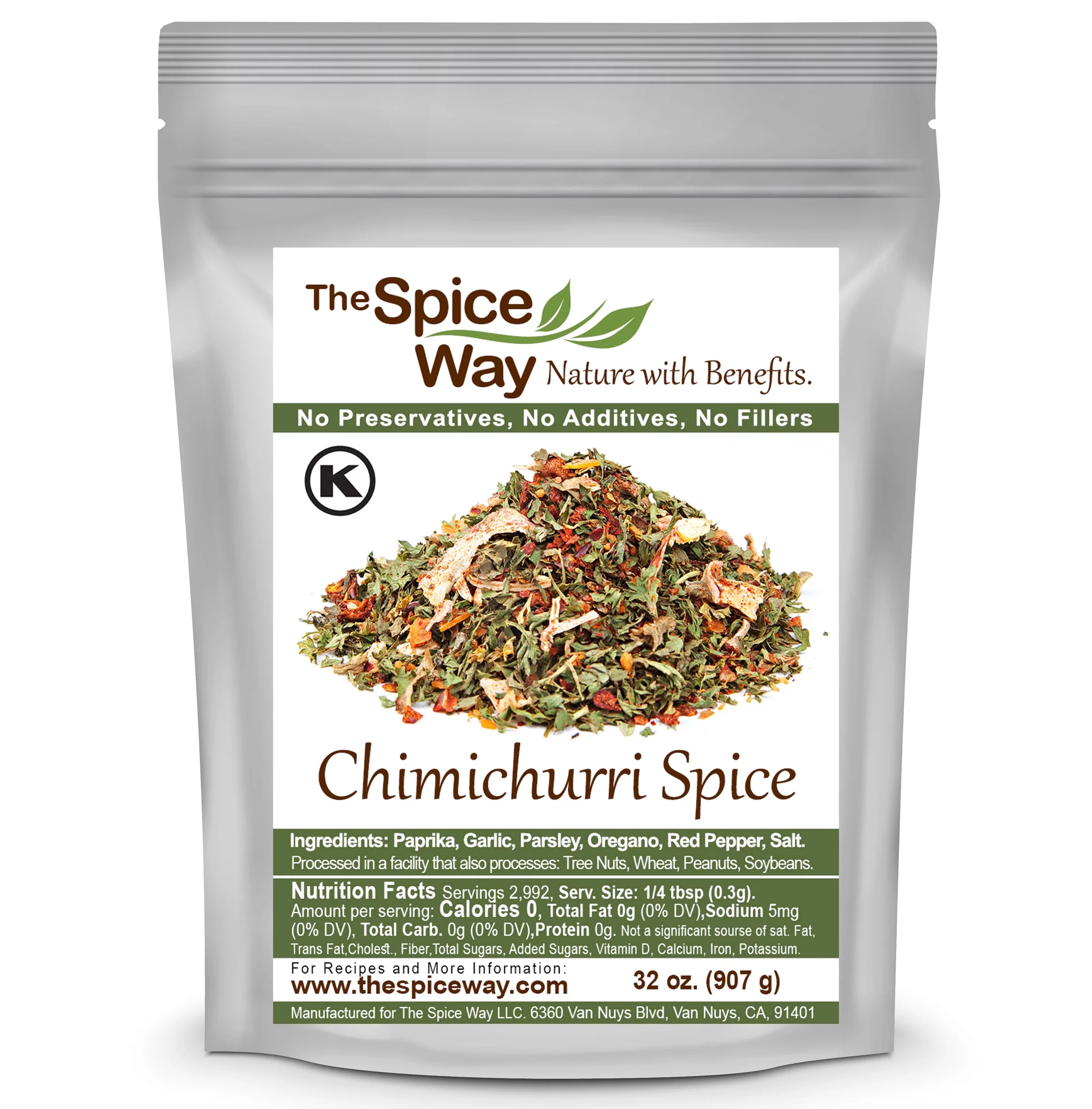 The Spice Way Chimichurri Spice Blend – Argentinan cuisine – All Natural - Resealable Pouch - 32 Oz.