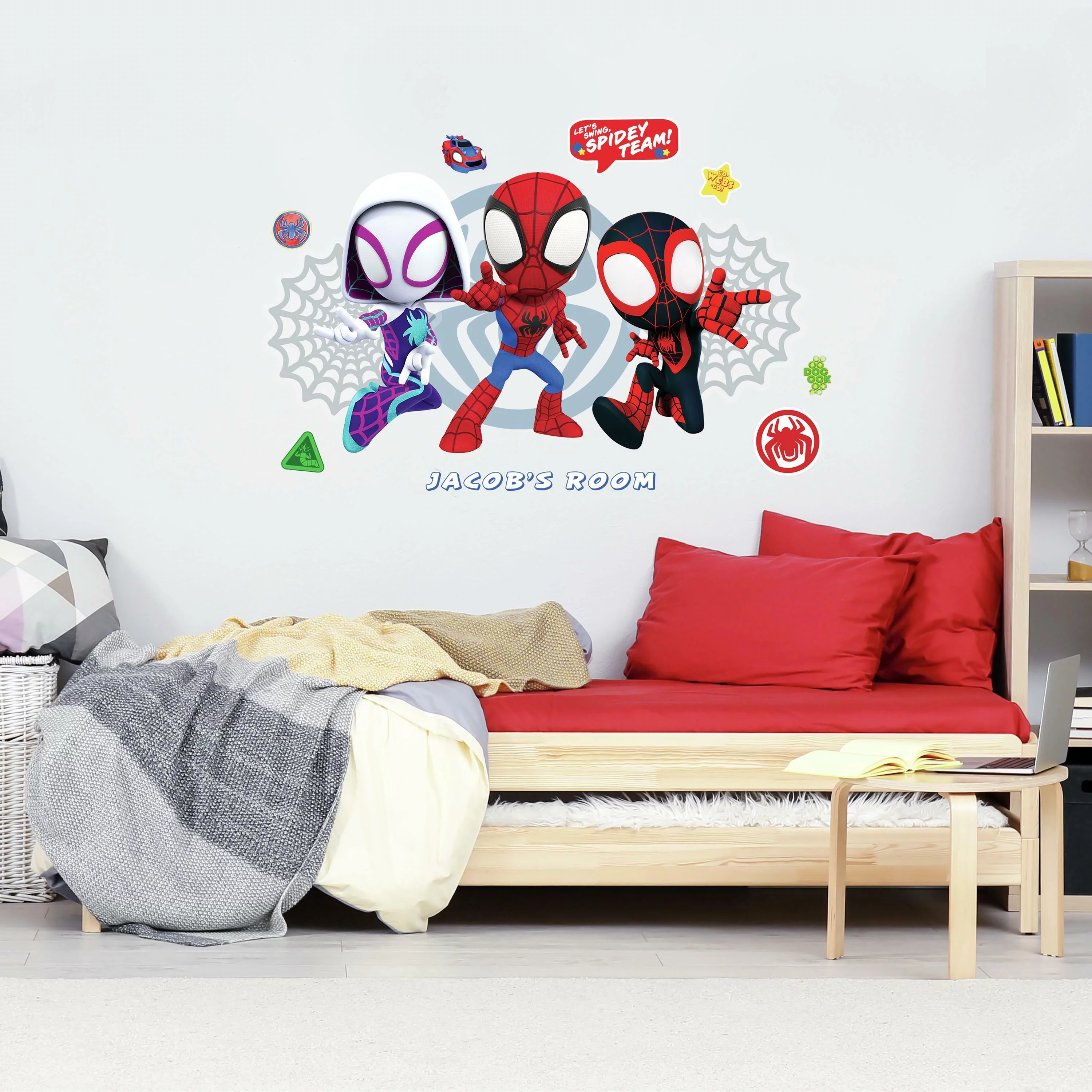 Spidey And His Amazing Friends Headboard Peel And Stick Giant Wall Decal with Alphabet
