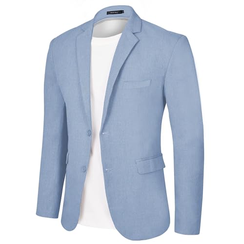 MAGE MALE Mens Casual Blazer Lightweight Suit Jacket Two Buttons Linen Sport Coat Slim Fit Tuxedo Jackets for Daily Business