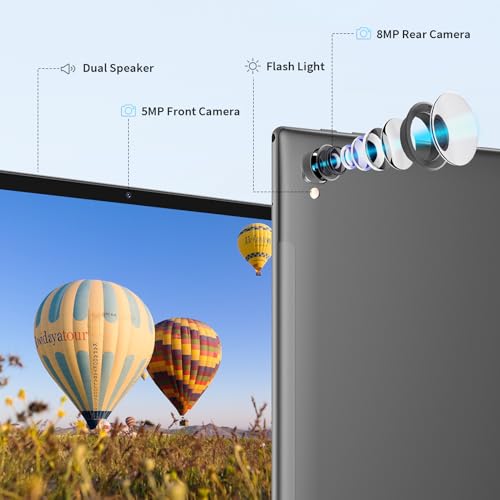 Android Tablet with Keyboard,10 inch Android 14 Tablets, 12GB RAM 128GB ROM, 1TB Expand, 8000mAh, 2.4G/5G WiFi, Bluetooth, GMS Certified, with Case, Mouse, Stylus Tablet PC (Black)