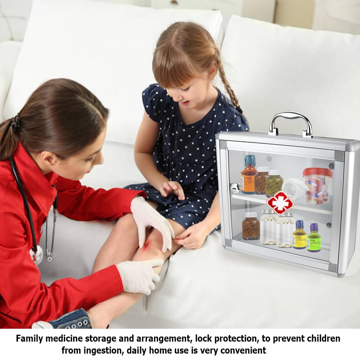 Lockable Storage Containers 1 Set of Household Locking Case Convenient Medicine Box Wallfor Homes, Hotels and Offices