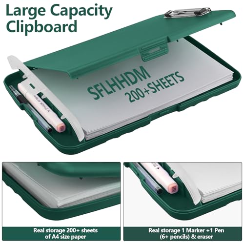 Clipboard with Storage for Office Supplies,Storage Clipboard with Pen Holder,Nursing Clipboards with Low Profile Clip,Clip Boards 8.5x11 with Storage for Nurse,Teacher Must Haves Clipboards-Navy Blue