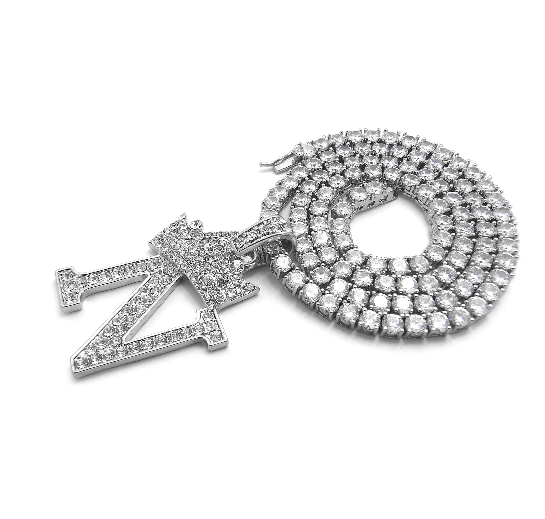 Iced Out Crown Initial Letter Pendant 4mm/18