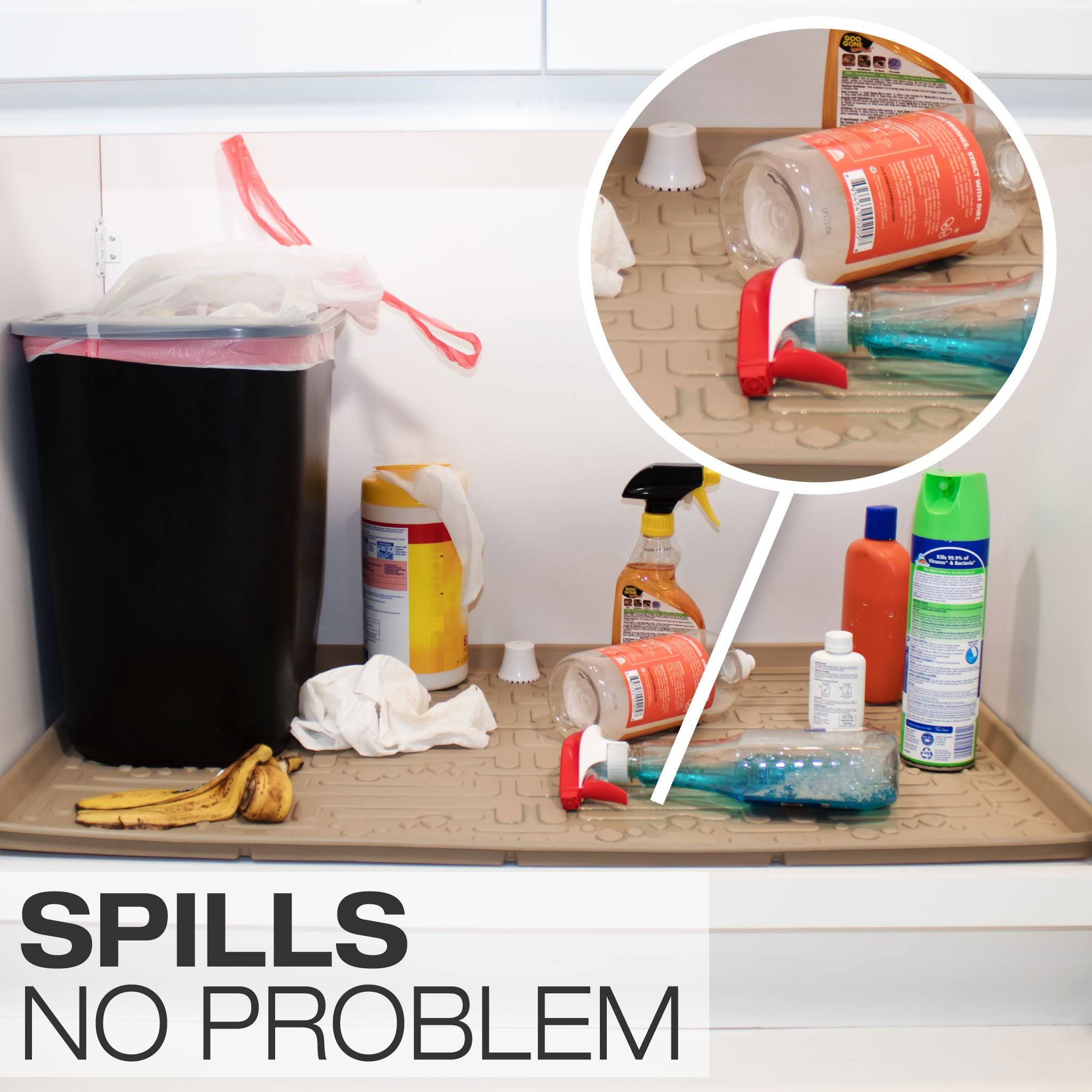 Xtreme Mats Under Sink Kitchen Cabinet Mat, 37 x 22 inch, Beige