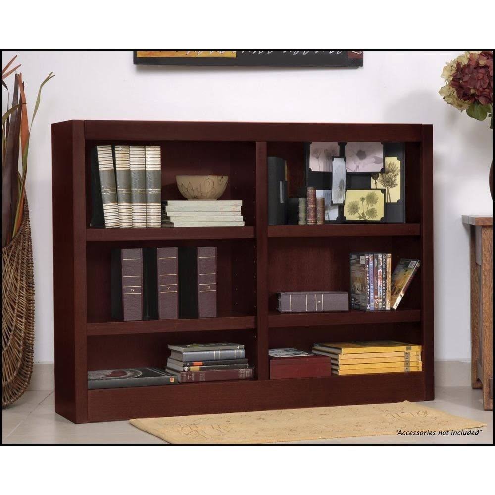 Concepts in Wood Double Wide Bookcase 6 Shelves Cherry