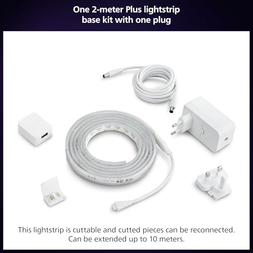 Philips Hue Bluetooth Smart Lightstrip Plus 1m/3ft Extension (No Plug), (Voice Compatible with Amazon Alexa, Apple Homekit and Google Home), White