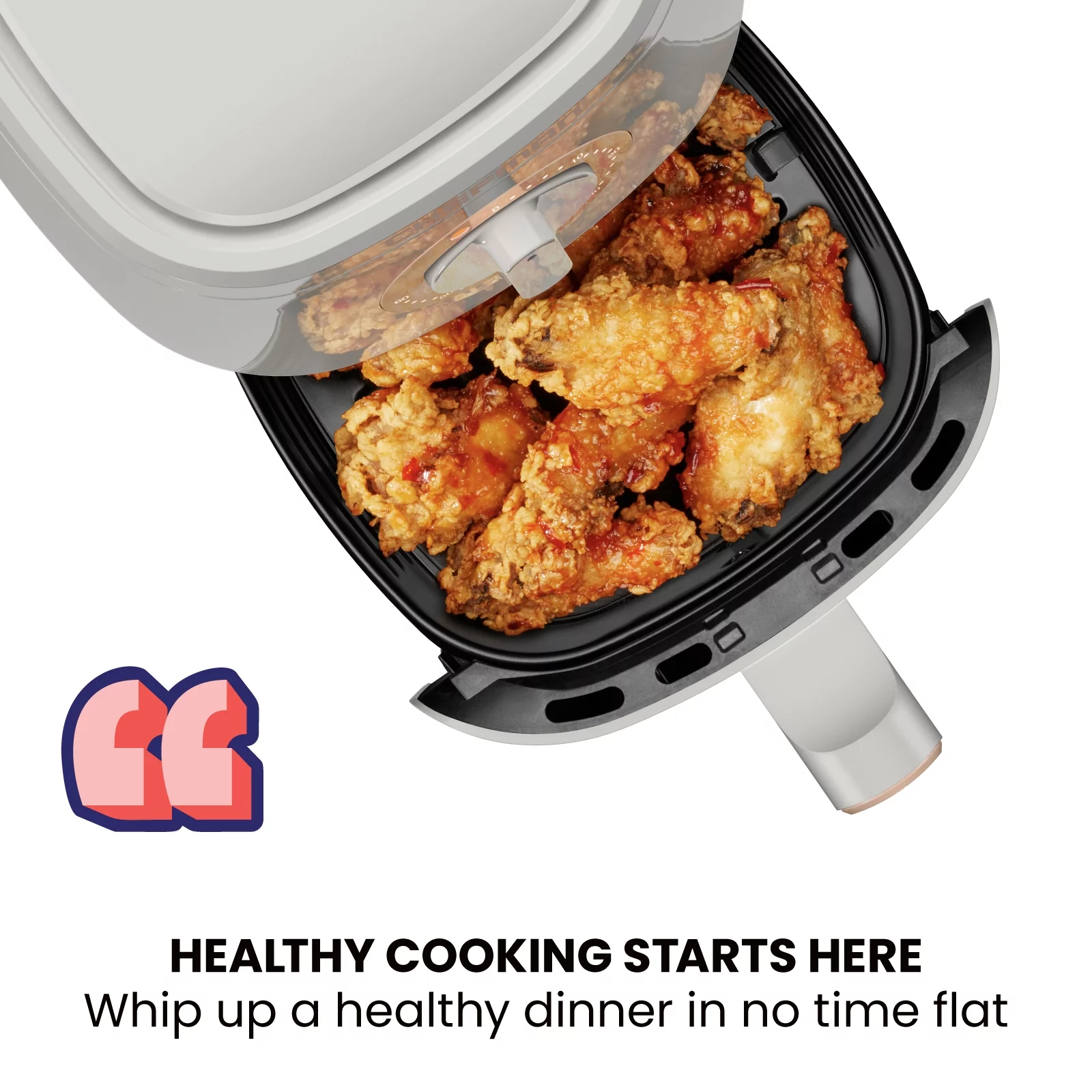 Chefman Turbofry Air Fryer w/ Timer and Temperature Control, 2 Qt Capacity - White, New