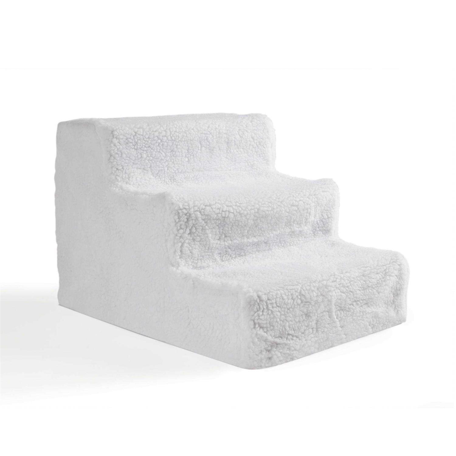 Pet Parade Three Step Dog & Cat Stairs, White, Medium - Pet Supplies online store