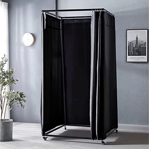 Portable Fitting Room for Boutiques - Movable Dressing Room with Shading Curtain, Vientiane Wheel and Hook Up - Temporary Privacy Screen for Changing Rooms and Offices - 78.7x39.4x39.4 in