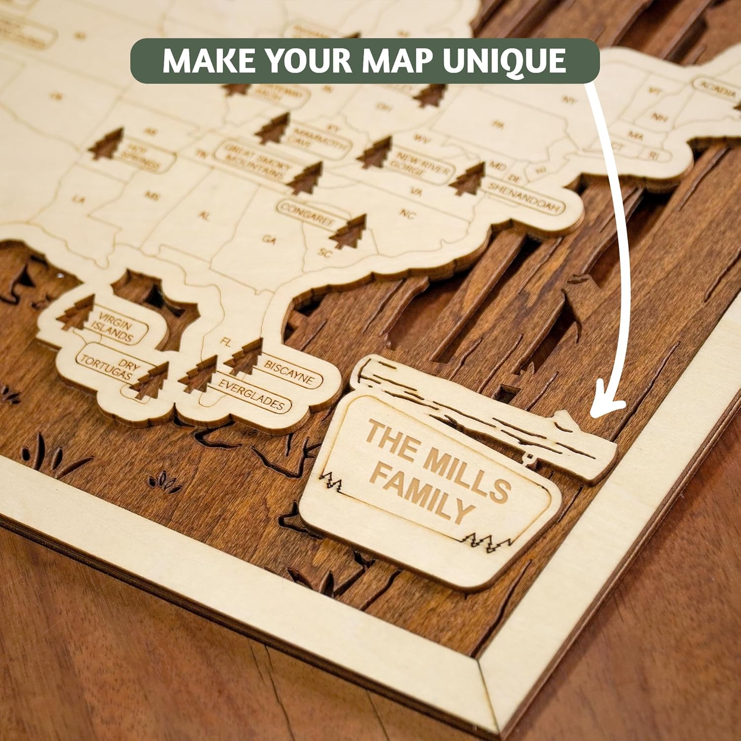 Personalize US National Parks Map, National Park Travel Map, National Park Tracker Checklist, National Parks Wall Art, Father's Day Gifts For Mom, Dad, Teacher, Coworker (National Park - Customize)