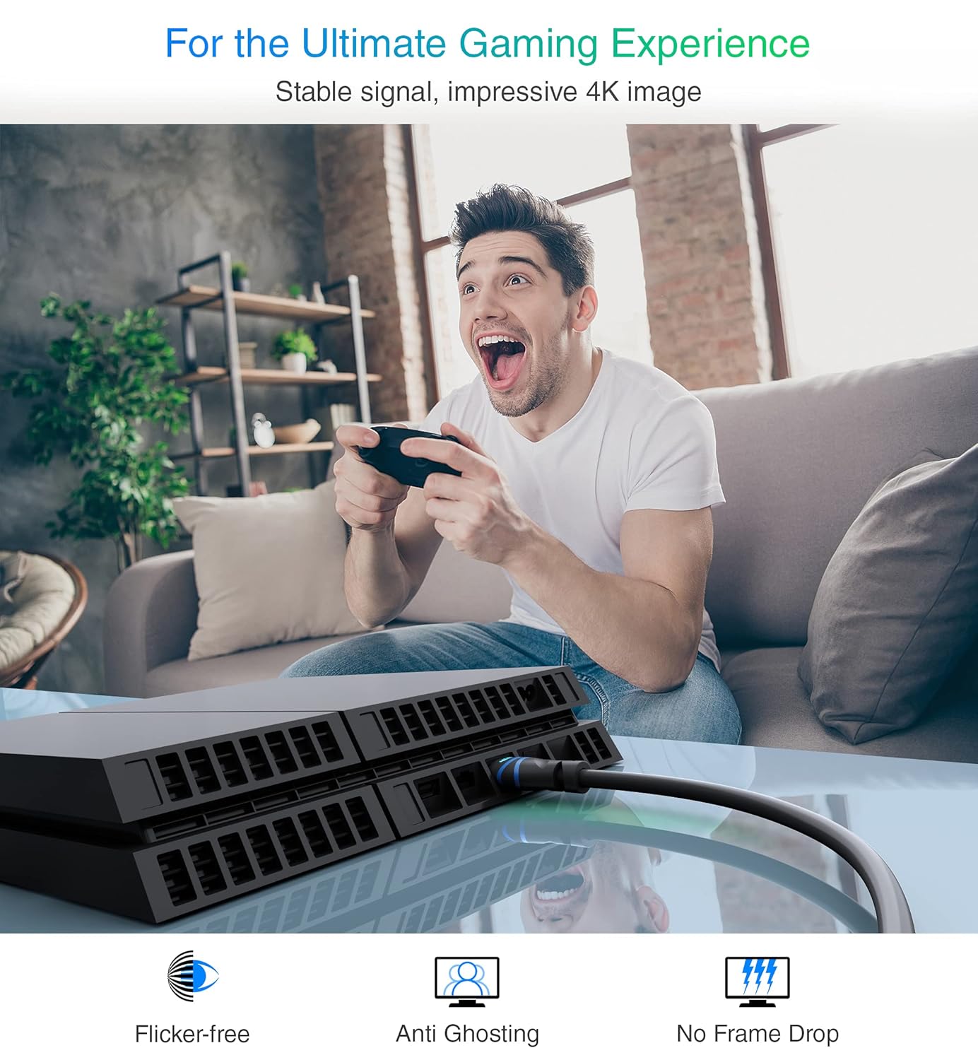 BlueRigger 4K HDMI Cable with Signal Booster (75FT, 4K 30Hz, in-Wall CL3 Rated) Pack of 2