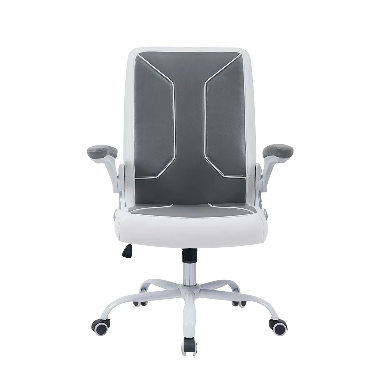 VESTA Office Desk Chair, Customer Chair Rolling Seat with Armrest, Adjustable Height Office, Conference Room, Reception, Waiting Area, Grey/White