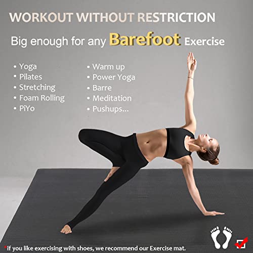 GXMMAT Large Yoga Mat 6'x4'/6'x6'/7'x5'(7mm/9mm), Extra Thick Workout Mats for Home Gym Flooring,Ultra Comfortable Non-Slip Quick Resilient Barefoot Wide Exercise Mat for Pilates,Stretching,Meditation
