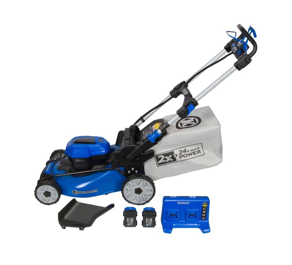 Kobalt 24-Volt Brushless 20-in Self-Propelled Cordless Electric Lawn Mower 5 Ah (Battery u0026 Charger Included) | KLMS 2524A-03
