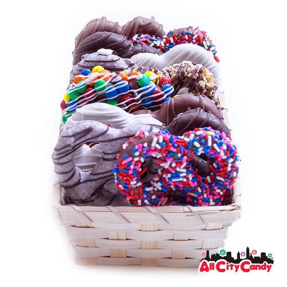Delectable Dozen Gourmet Chocolate Covered Pretzel Twists Gift Basket