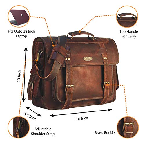 Leather Laptop Bags for Men Full Grain Leather Messenger Bag Leather Briefcase Computer Satchel Crossbody Shoulder Bag