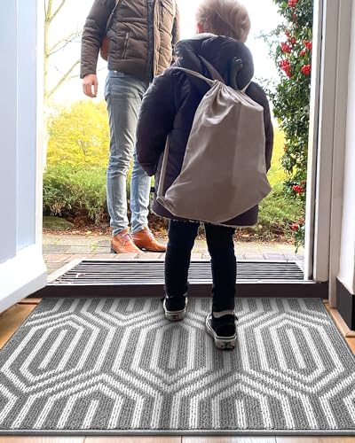 DEXI Front Door Mats for Entryway, Non Slip Washable Entry Doormat, Absorbent Resist Dirt Inside Floor Mat, Low-Profile Entrance Mat, 35