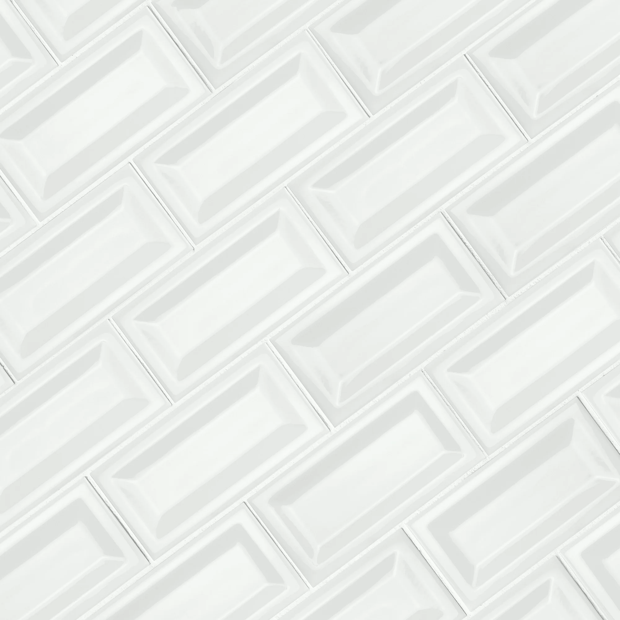 MSI White Glossy Inverted Beveled 3 in. x 6 in. Glossy Ceramic Wall Tile (10.66 sq. ft. / case)