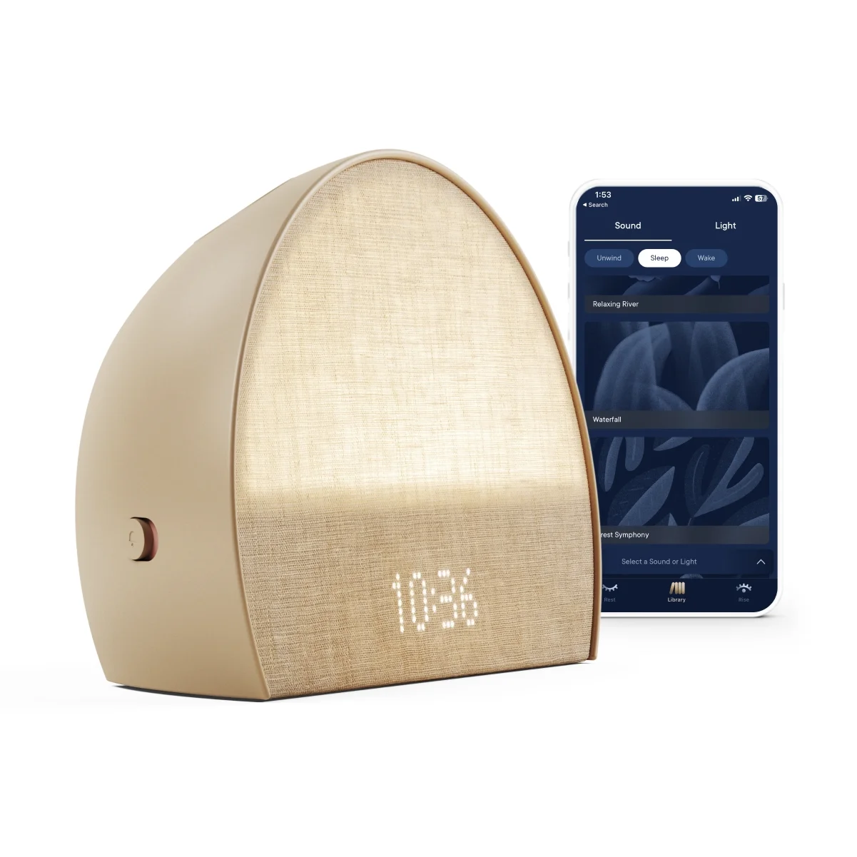 Hatch Restore 2 Sunrise Alarm Clock, Sound Machine, Smart Light (Latte) ー Your Bedside Sleep Guide, White Noise, Custom Sleep Routines, Dimmable Clock, Deep Sleep, Gentle Alarm, Wake Up Rested - Radiant Selections