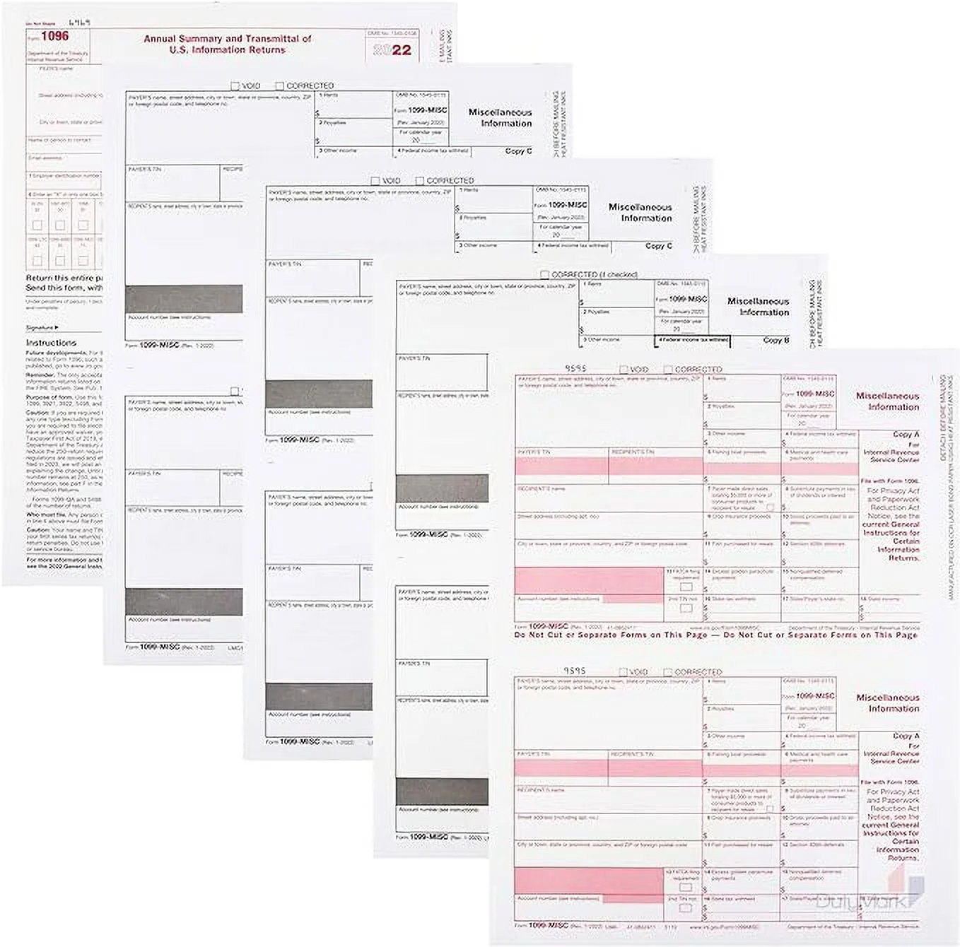 1099 Misc Forms 2022, 4 Part Laser Tax Forms for 25 Vendors, Designed for QuickBooks and Accounting Software, IRS- US Government Forms Made in USA - 25-Pack