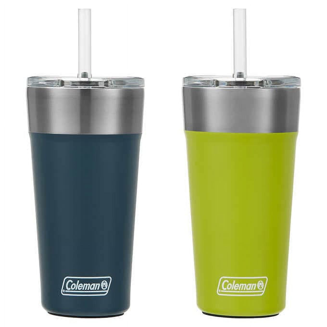 Coleman Stainless Steel Tumbler 2-pack, 20oz (Green) and 18oz (Blue)