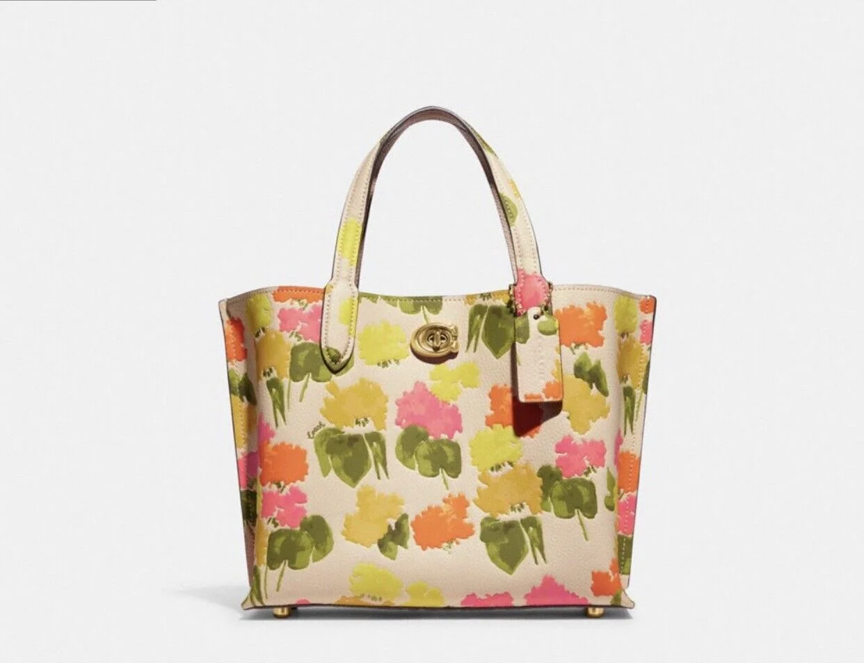 COACH Floral Printed Leather Willow Tote 24 Multi One Size