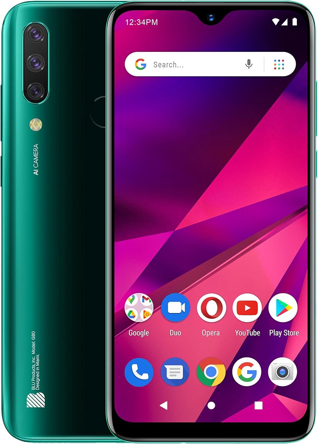 BLU G80 | 2021 | All day battery | Unlocked | 6.5” HD+ Infinity Display | 64GB | Triple Camera 13MP | US version | US warranty | Green