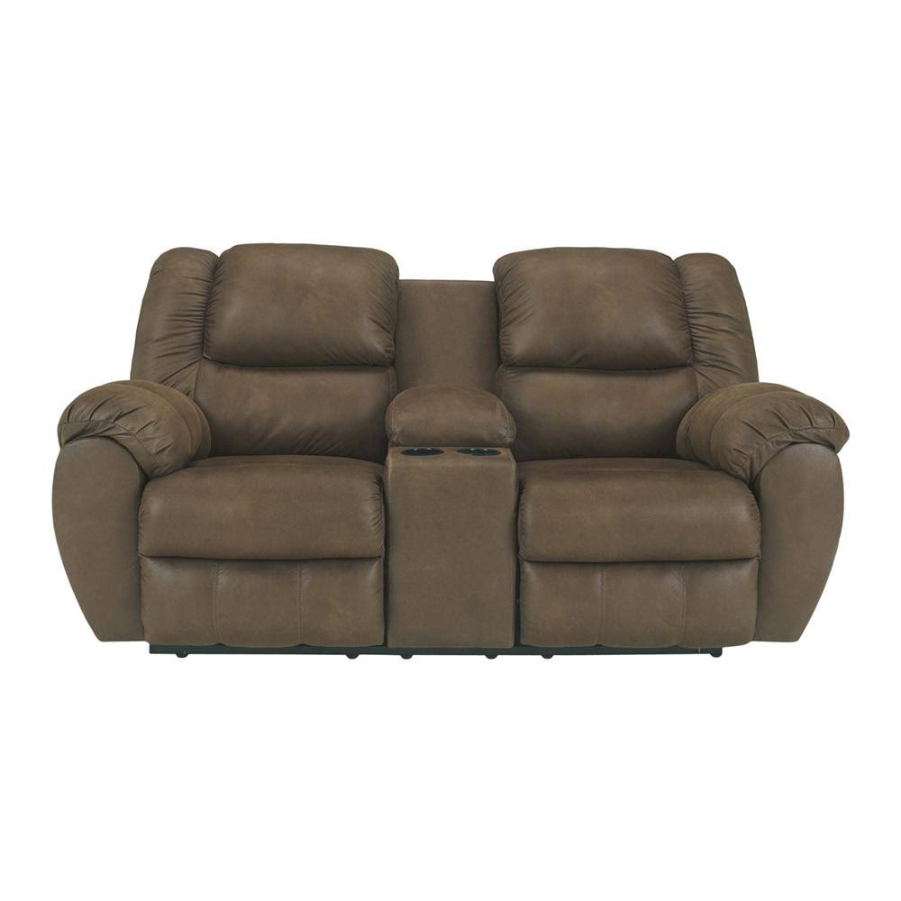 Ashley Quarterback Canyon Reclining Loveseat with Console 3270194