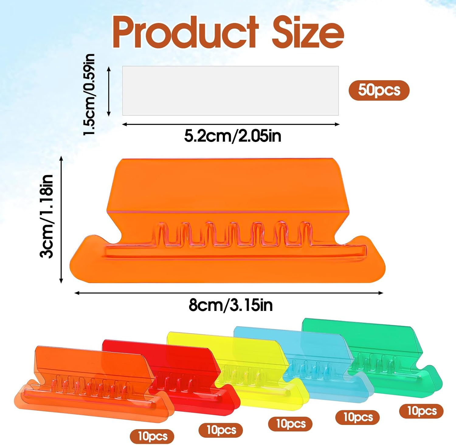 50Pcs File Folder Labels, Multicolor Inserts Folder Labels Plastic Tabs File Tabs Hanging Folders,Split File Organizer Inserts for Office Supplies School and Home Use (4-Inch)