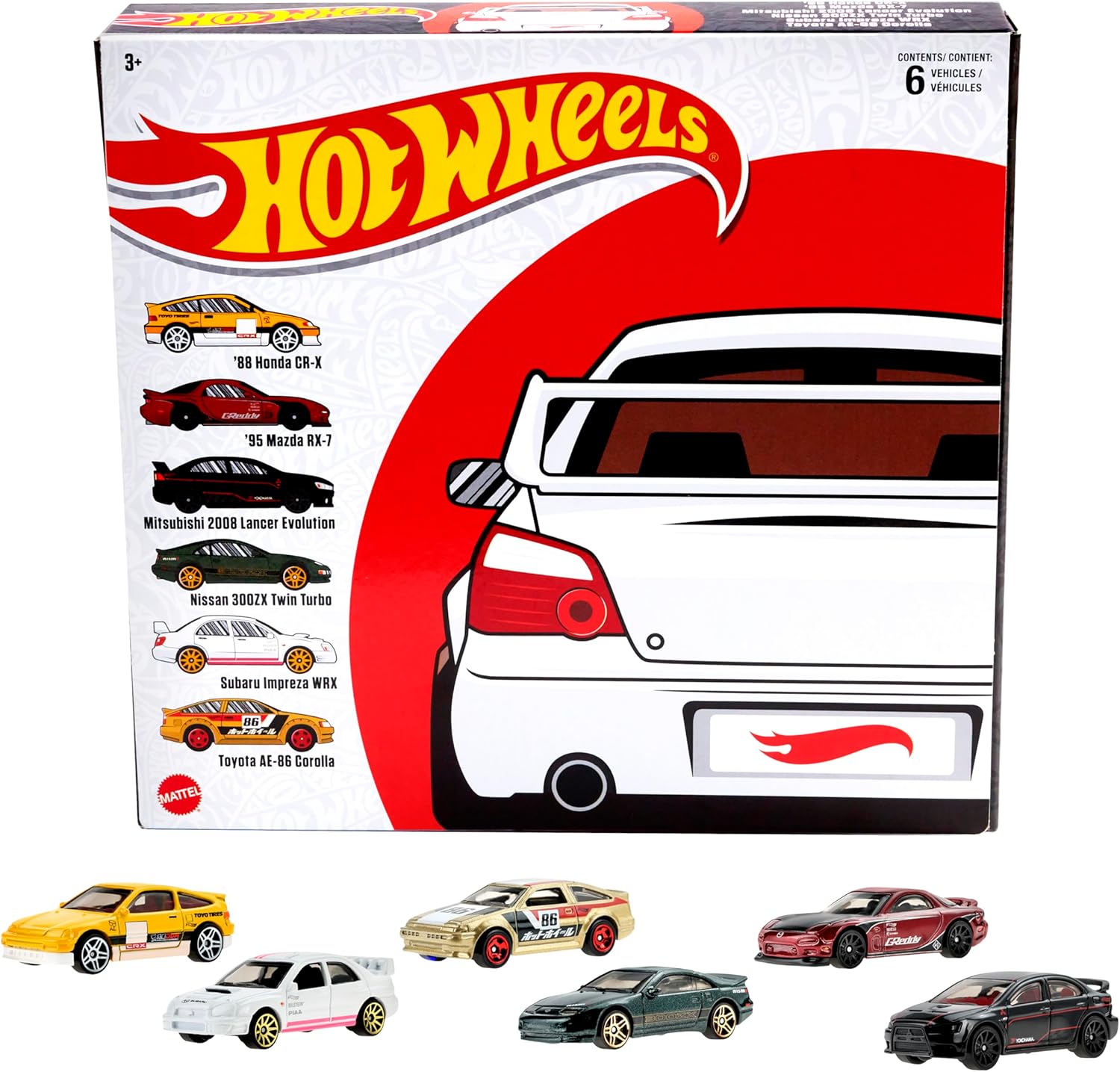Hot Wheels HW Legends Multipacks of 6 Toy Cars, 1:64 Scale, Authentic Decos, Popular Castings, Rolling Wheels, Gift for Kids 3 Years Old & Up & Collectors