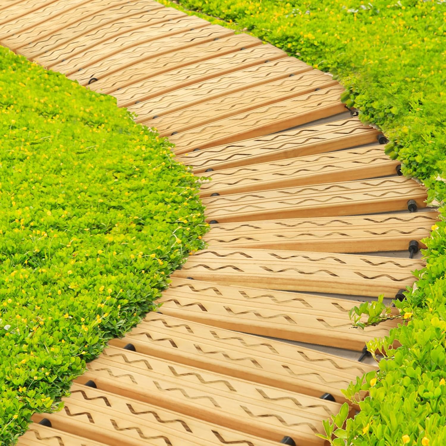 Wooden Garden Pathway Walkway 8 ft Non Slip Pavers Outside Walkway Pathway Garden Path Decor Weather-Resistant Roll up Beach Wood Road Floor Wedding Party Pathways