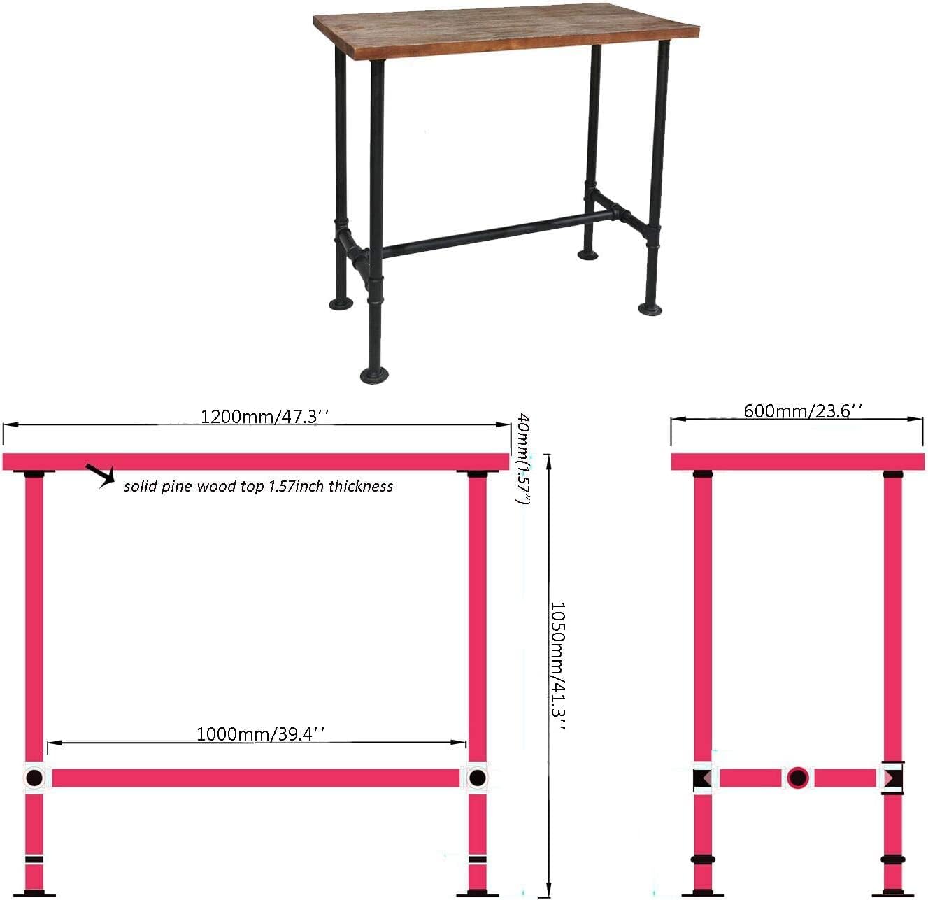 Industrial Pipe Design Bar Table(41.3inch H) and Set of 4 Vintage Bar Stools 26-32inch Height Adjustable Home Kitchen Bar Set for Office Coffee House Pub