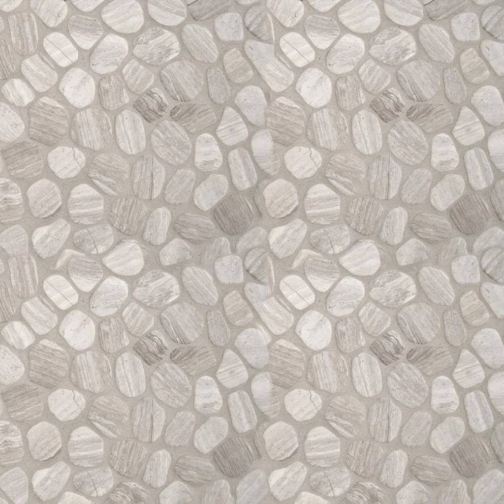MSI White Oak River Rock 12 in. x 12 in. x 10 mm Textured Marble Mesh-Mounted Mosaic Tile (10 Sq. ft. / CASE)