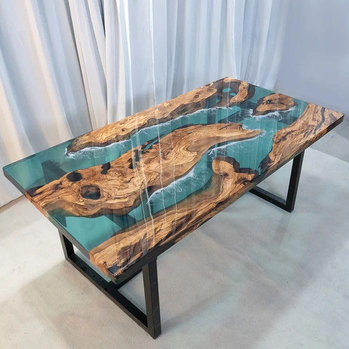 CT Copper Tailor Custom Epoxy Live Edge Dining Table for 8 People,42