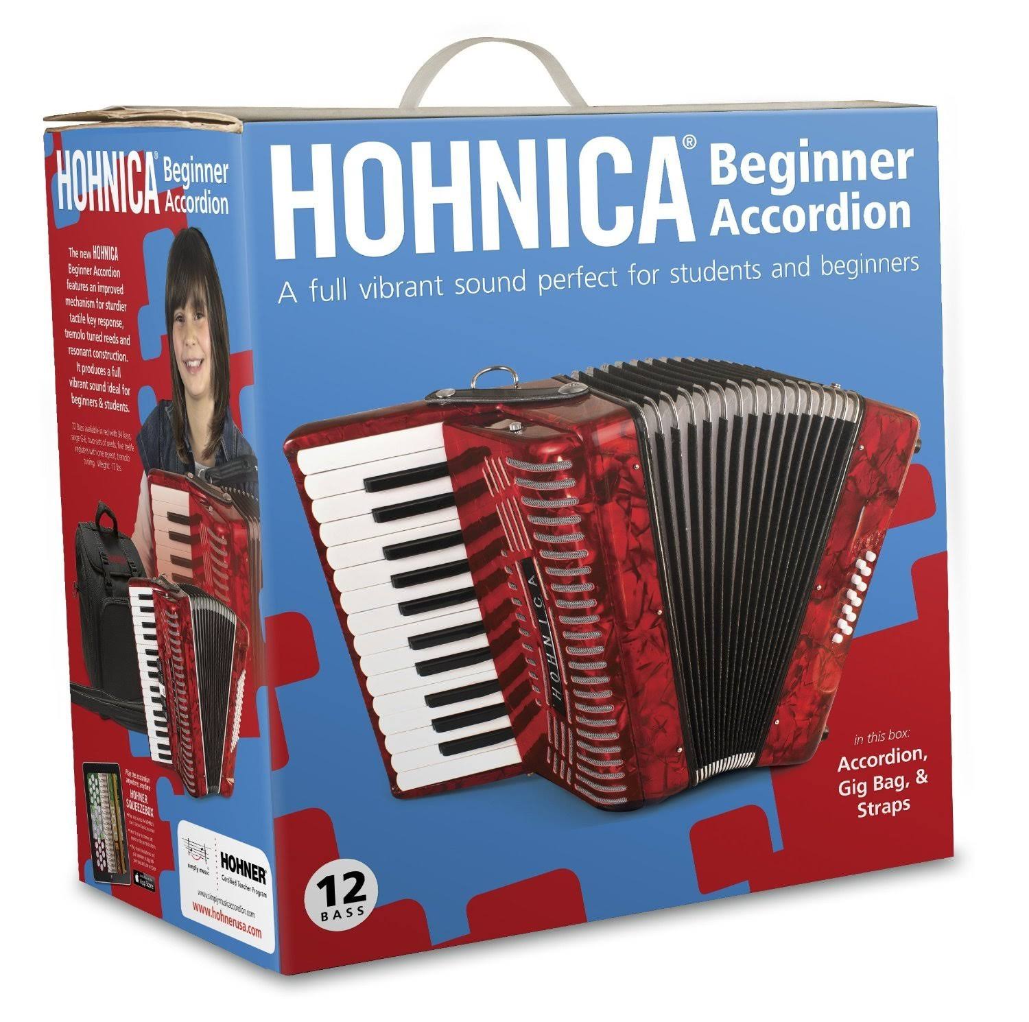 Hohner 1303-RED 12 Bass Entry Level Piano Accordion