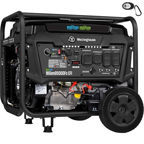 Westinghouse 12500 Peak Watt Dual Fuel Home Backup Portable Generator, Remote Electric Start, Transfer Switch Ready, Gas and Propane Powered, CO Sensor
