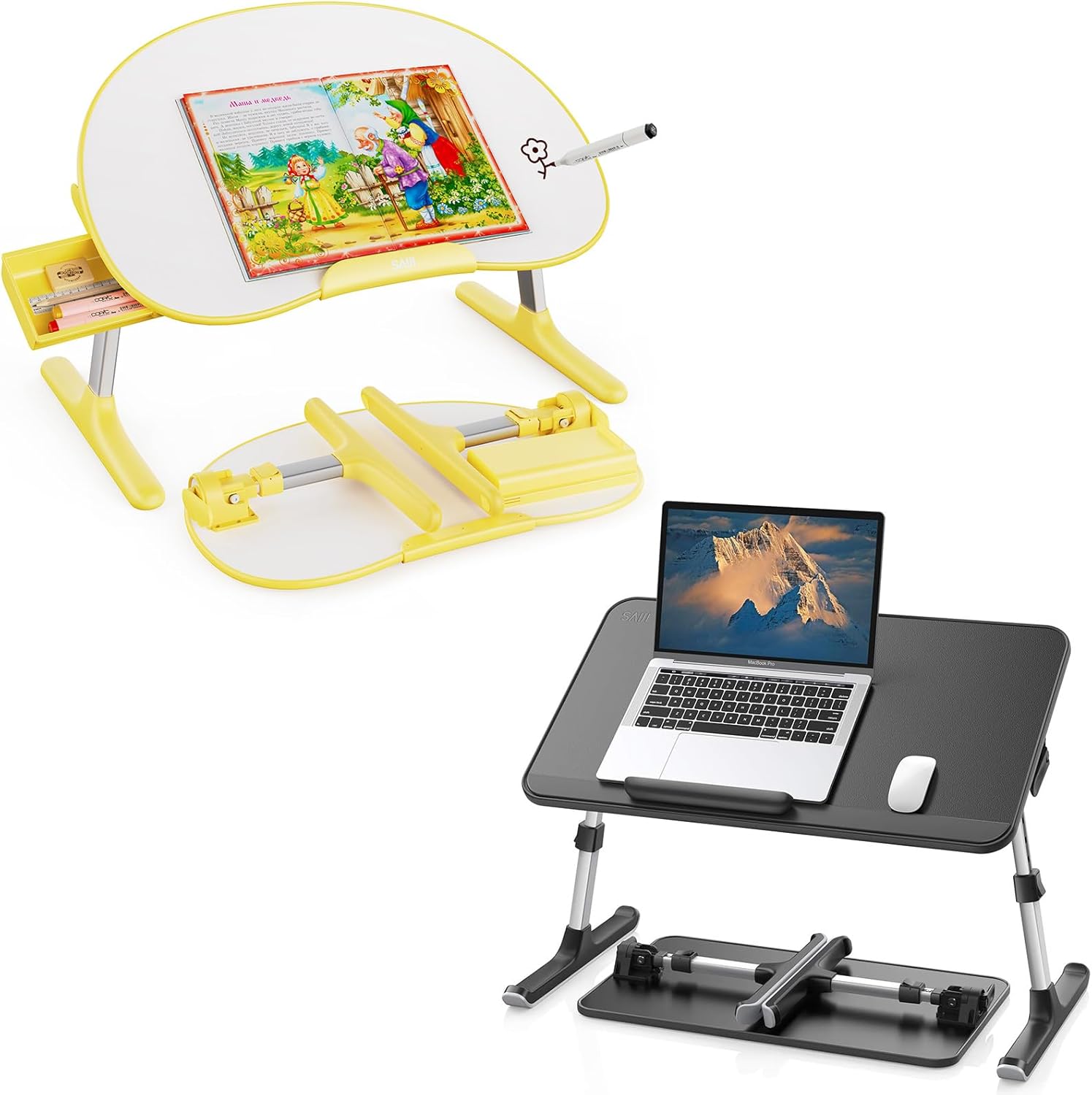 SAIJI Laptop Desk for Bed and Leather Laptop Bed Tray Table